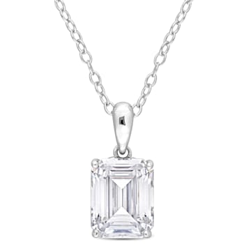 2 1/2 CT DEW Created Moissanite Solitaire Pendant with Heart Detail and
Chain in Sterling Silver