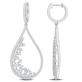 1 1/4 CT DEW Created Moissanite Hoop Earrings in Platinum Plated
Sterling Silver