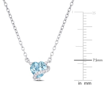 1 CT TGW Sky Blue Topaz and Diamond Accent Heart Swirl Necklace in
Sterling Silver