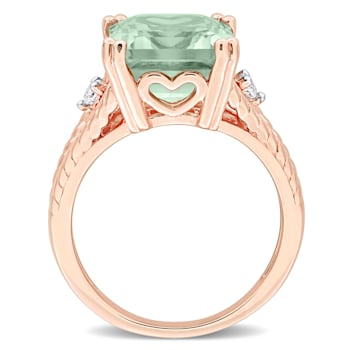 5 5/8 CT TGW Green Quartz and White Topaz Cocktail Ring in Rose Plated
Sterling Silver