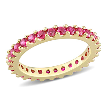 1 1/2 CT TGW Created Ruby Eternity Ring in 10K Yellow Gold