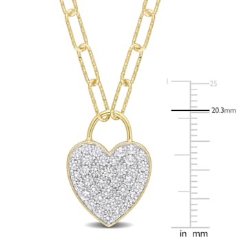 1 1/8 CT TGW Created White Sapphire Heart Pendant with Chain in Yellow
Plated Sterling Silver