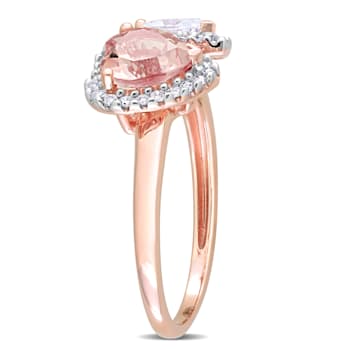 2 1/4 CT TGW Morganite, Created White Sapphire and 1/5 CT TW Diamond
2-Stone Ring in 14K Rose Gold
