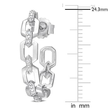 1/7 CT TW Diamond Cut Open-Work Hoop Earrings in Sterling Silver