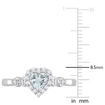1/2 CT TGW Aquamarine and White Topaz with Diamond Accent Halo Ring in
Sterling Silver