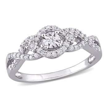 1/4 CT TW Diamond Swirl Halo Ring in Sterling Silver