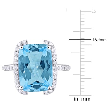 9 2/5 CT TGW Sky Blue and White Topaz Cocktail Ring in Sterling Silver