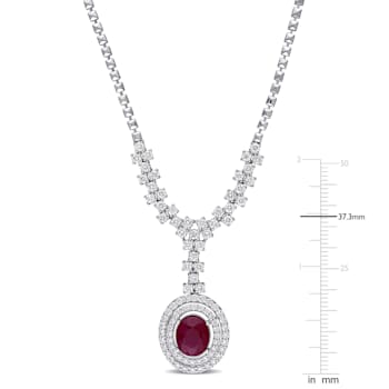 3 3/4 CT TGW Ruby and 2 3/4 CT TW Diamond Lariat Necklace in 14K White Gold