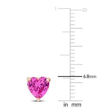 2 CT TGW Created Pink Sapphire Solitaire Stud Earrings in Rose Plated
Sterling Silver
