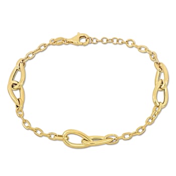 Double Oval Link Bracelet in Yellow Plated Sterling Silver
