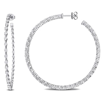 2 3/4 CT TW Lab-Grown Diamond Inside-Out Hoop Earrings in 14K White Gold