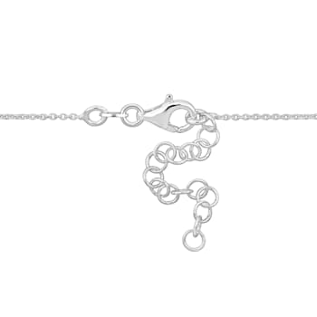 Pink Heart Charm with Cable Chain Necklace in 2-Tone Sterling Silver