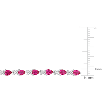 5 1/3 CT TGW Created Ruby X Link Bracelet in Sterling Silver