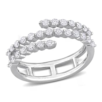 5/8 CT TGW Lab Grown Diamond Coil Ring in Platinum Plated Sterling Silver