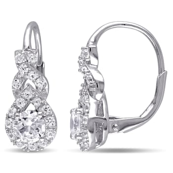 2.00ctw Created White Sapphire Twist Drop Earrings in Sterling Silver