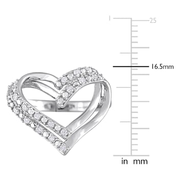 1/5 CT TW Diamond Open Heart Ring in Sterling Silver