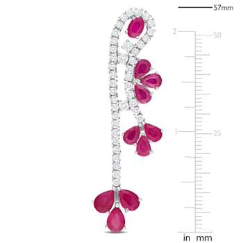 11 1/5 CT TGW Ruby and 2.67 CT TW Diamond Post Earrings in 14K White Gold