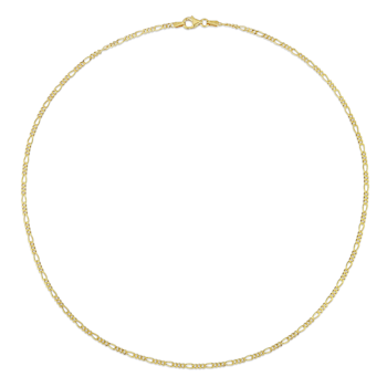 2.2MM Figaro Chain Necklace in Yellow Plated Sterling Silver