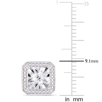 Diamond Accent Square Halo Stud Earrings in Sterling Silver