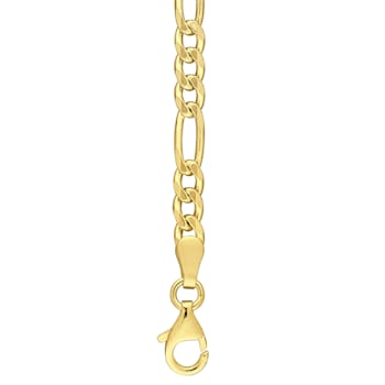 3.8mm Figaro Chain Necklace in 18k Yellow Gold Plated Sterling Silver,
24 in