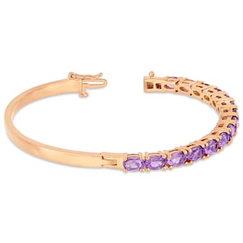 6ctw Oval-Cut Amethyst Bangle in 18K Rose Gold Over Sterling Silver