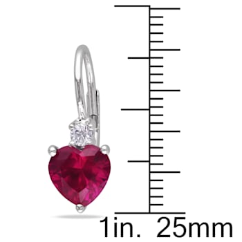 3-3/8ctw Created Ruby and Created White Sapphire Earrings in Sterling Silver