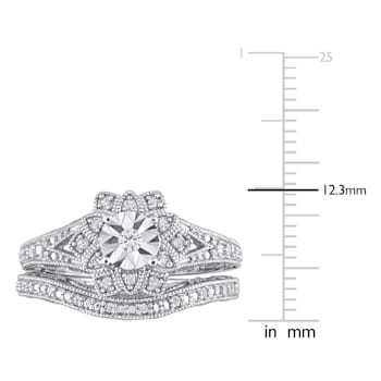 1/5 CT TW Diamond Vintage Bridal Set in Sterling Silver