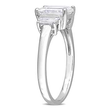 2 1/3 CT DEW Created Moissanite 3-Stone Engagement Ring in Sterling Silver