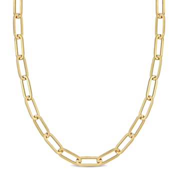 6.3mm Polished Paperclip Chain Necklace in 14k Yellow Gold, 18 in