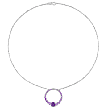 3 CT TGW African Amethyst Circle of Life Pendant with Chain in Sterling Silver