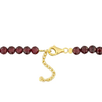 6 CT TGW Garnet Beaded Bracelet with Yellow Plated Sterling Silver Clasp