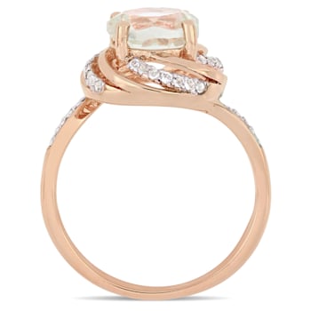 1 7/8 CTW Green Quartz, White Topaz and Diamond Swirl Ring in Rose
Plated Sterling Silver