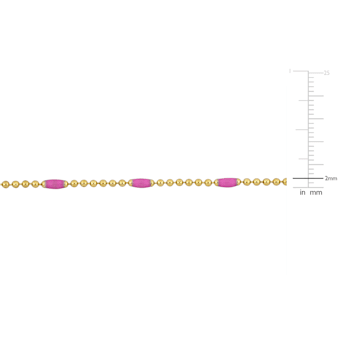 Pink Enamel Bead Link Necklace in 14K Yellow Gold Over Sterling Silver