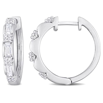 1 CT TW Diamond Vintage Hoop Earrings in Platinum
