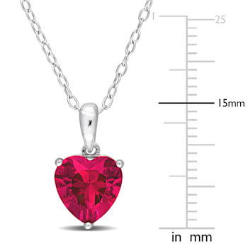 2 4/5 CT TGW Created Ruby Solitaire Pendant with Chain in Sterling Silver