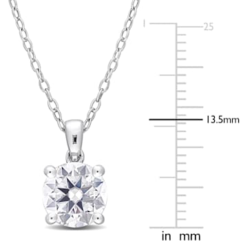 1 4/5 CT DEW Created Moissanite Solitaire Pendant with Chain in Sterling Silver