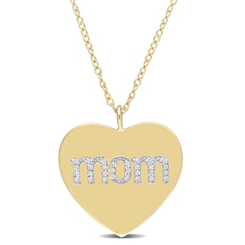1/10ctw Diamond "Mom" Heart Pendant with Chain in 18K Yellow
Gold Over Sterling Silver