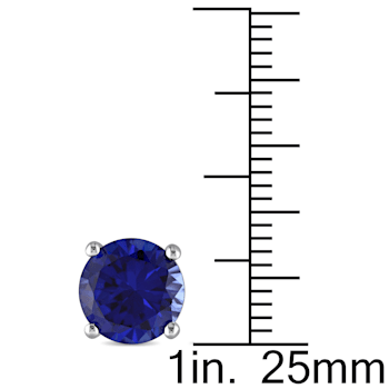 4 4/5 CT TGW Created Blue Sapphire Stud Earrings in Sterling Silver