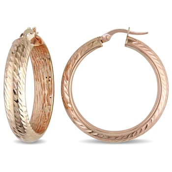 Hinged Hoop Earrings in Textured 10k Rose Gold