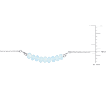 5/8ctw Aquamarine Bead Bar Necklace in Sterling Silver