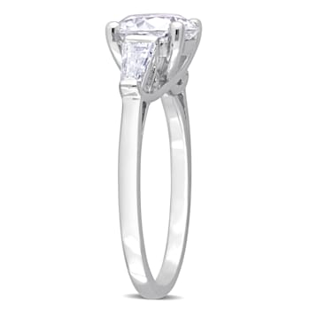 2 1/10 CT TGW Created Moissanite 3-Stone Ring in Sterling Silver