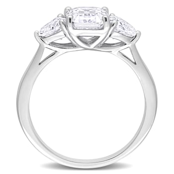 2 3/4 CT TGW Created Moissanite 3-Stone Ring in Sterling Silver
