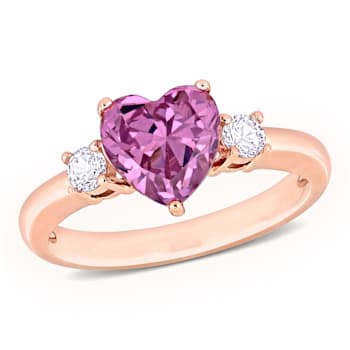 2 1/3 CT TGW Created Pink and White Sapphire Ring in Rose Plated
Sterling Silver