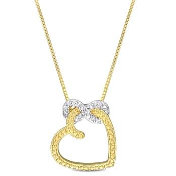 Diamond Accent Infinity Heart Pendant with Chain in 18K Yellow Gold Over
Sterling Silver