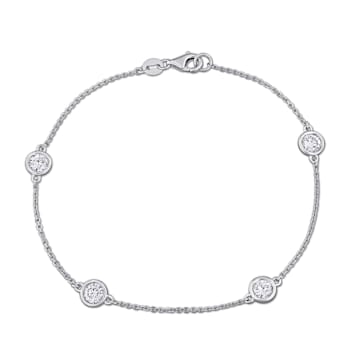 1 CT TW Lab-Grown Diamond Station Bracelet in 14K White Gold