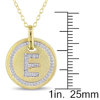 Diamond Accent E-Initial Circle Halo Pendant with Chain in 18K Yellow
Gold Over Sterling Silver