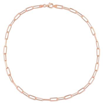 5MM Diamond Cut Paperclip Chain Necklace in Rose Plated Sterling Silver