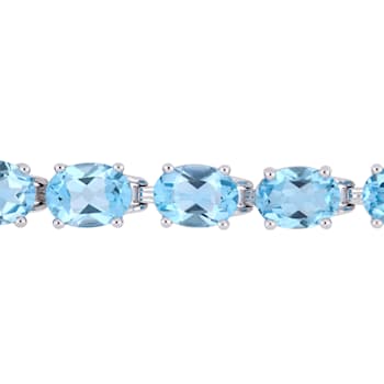 28 1/2 CT TGW Oval-Cut Sky-Blue Topaz Tennis Bracelet in Sterling Silver