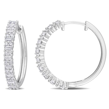 1 3/4 CT TGW Created Moissanite Hoop Earrings in Sterling Silver