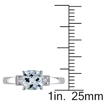 4/5 CT TGW Aquamarine and Diamond Accent 3-Stone Ring in Sterling Silver